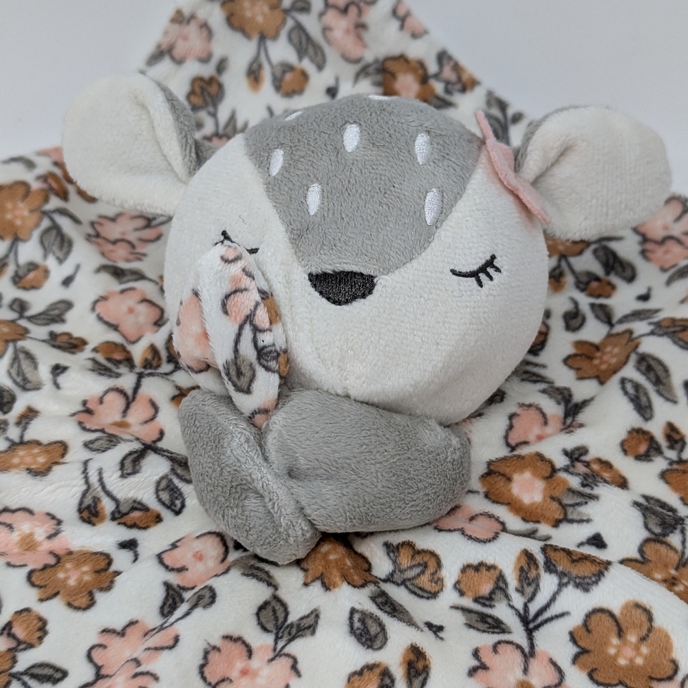 Deer Lovey Modern Moments Floral Flowers Plush Baby Security Blanket